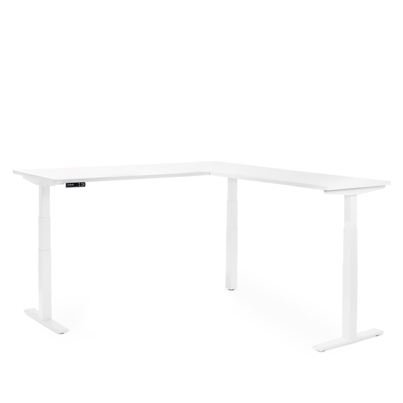 Series L Adjustable Height Corner Desk, White with White Base, Right Handed,White,hi-res image number 2
